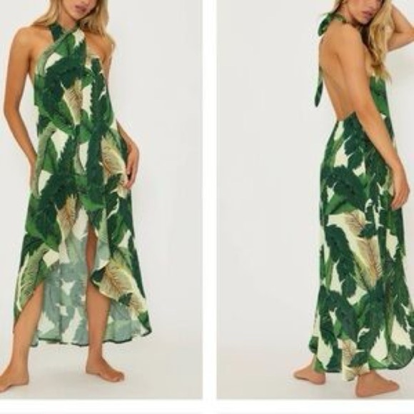 Beach Riot Salty Wrap green palm print maxi cover up - Picture 1 of 1